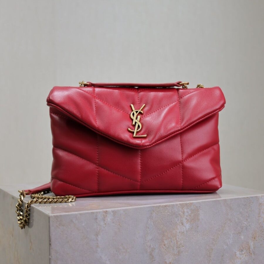 PUFFER TOY 23 IN RED LAMBSKIN GOLD HARDWARE | Studio Nafay