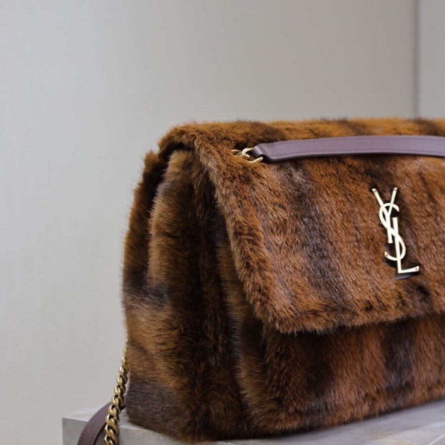 NIKI LARGE 32 IN COFFE BROWN MINK FUR GOLD HARDWARE | Studio Nafay