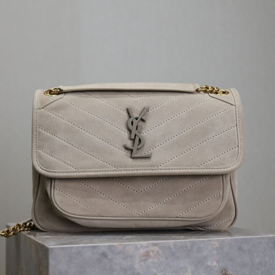 NIKI MEDIUM 28 IN GRAY MATTE SUEDE GRAY LOGO | Studio Nafay