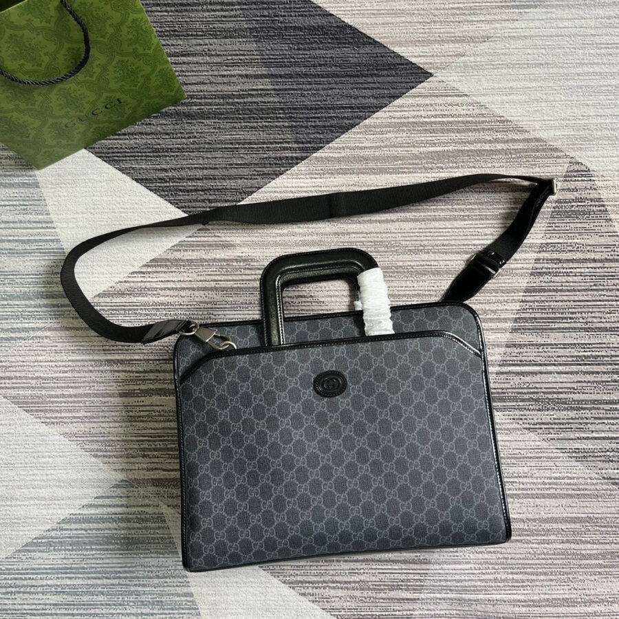 BRIEFCASE 40 WITH INTERLOCKING G BLACK CANVAS | Studio Nafay