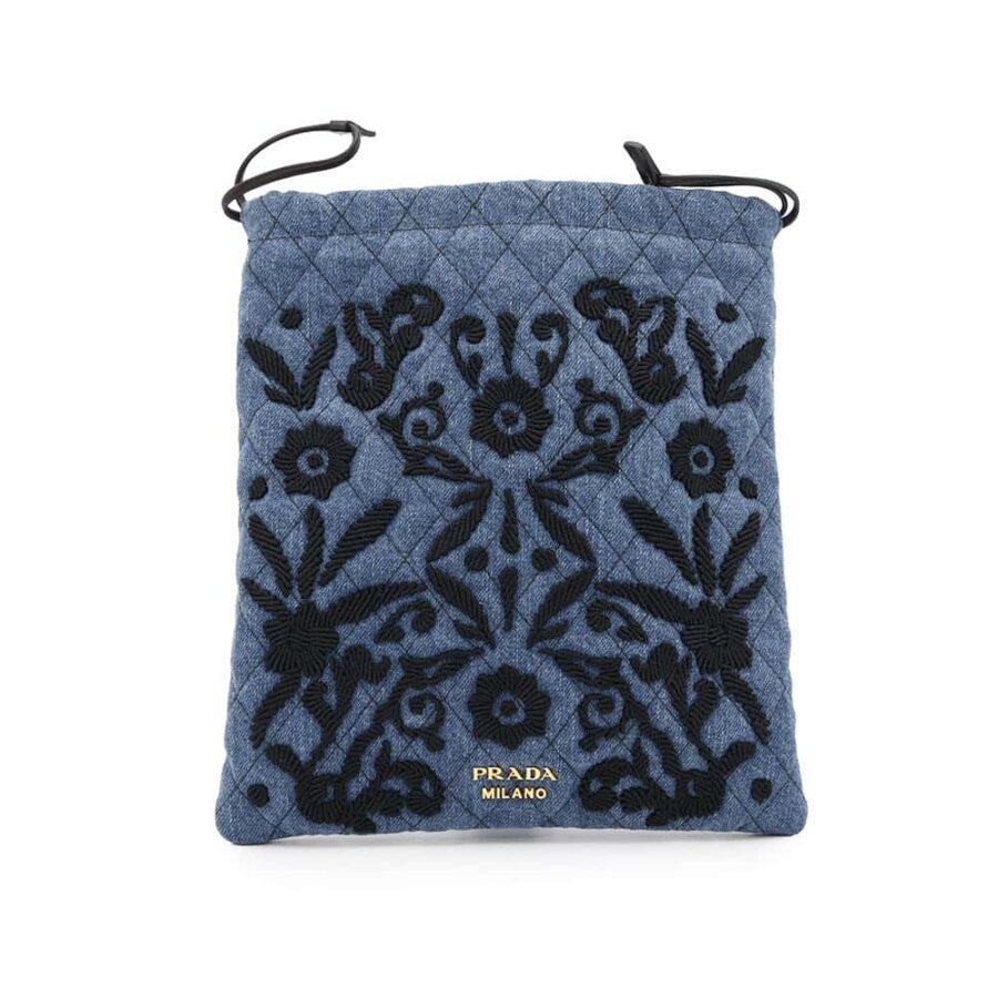 PRADA Drawstring BagPouch Blue/Black1MU001 Denim | Studio Nafay