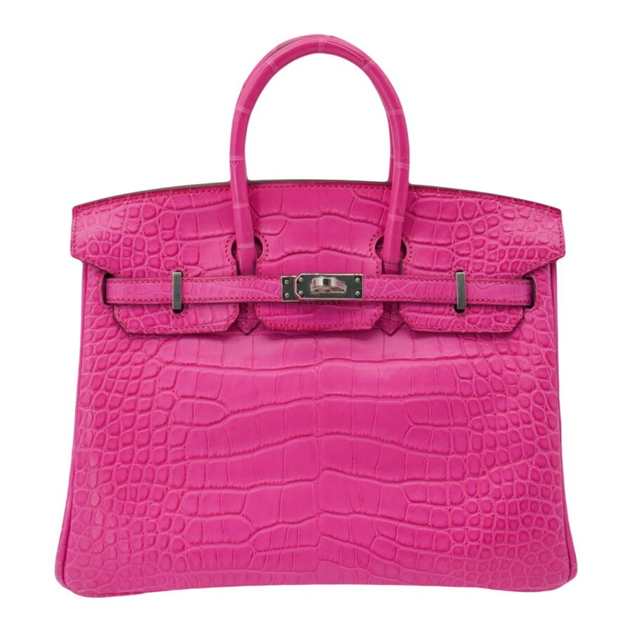 Hermes25cm Birkin Rose Shocking Matte Alligator Palladium Hardware | Studio Nafay