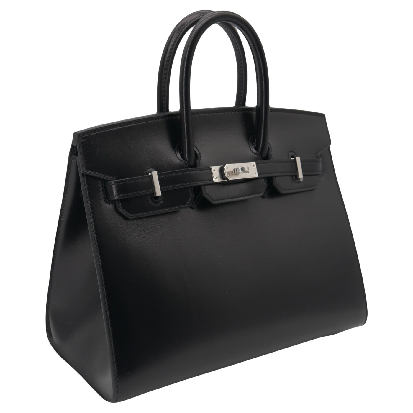 Hermes25cm Birkin Sellier Black Box Calf Leather Palladium Hardware