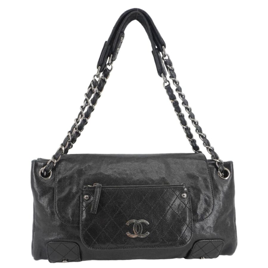 Chanel Pocket in The City Caviar Leather Shoulder Bag Black | Studio Nafay