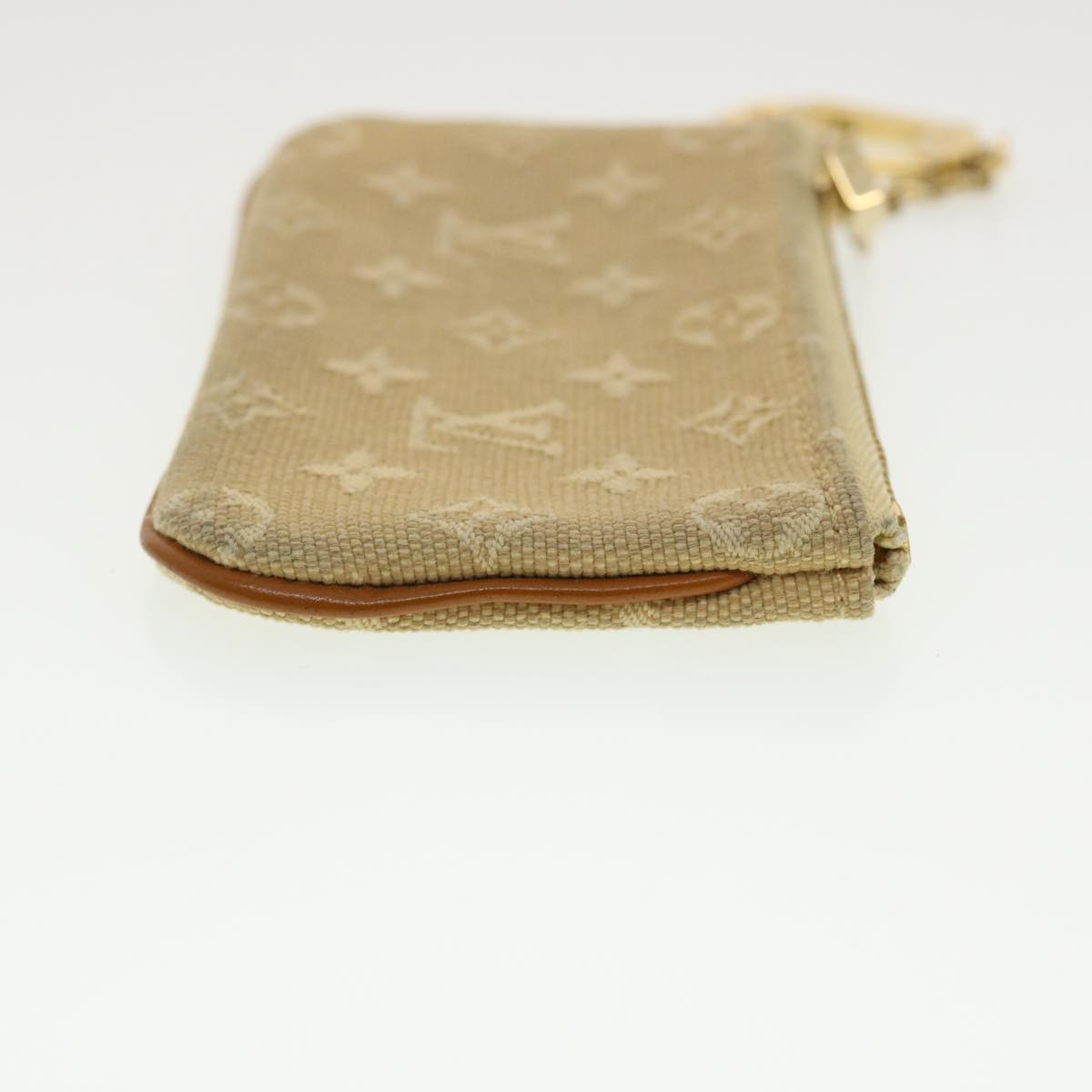 LOUIS VUITTON Monogram Mini Pochette Cles Coin Purse Beige LV Auth 39328