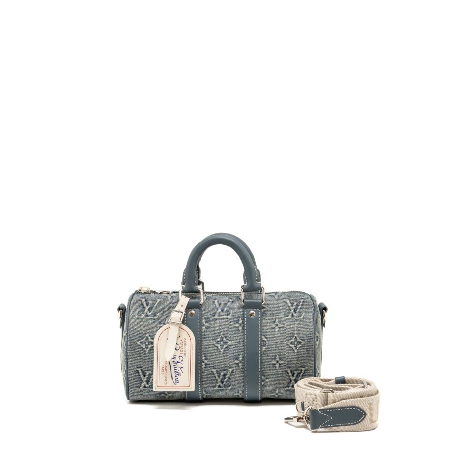 Louis Vuitton Keepall Bandouliere 25 Washed Denim Canvas Blue SHW | Studio Nafay