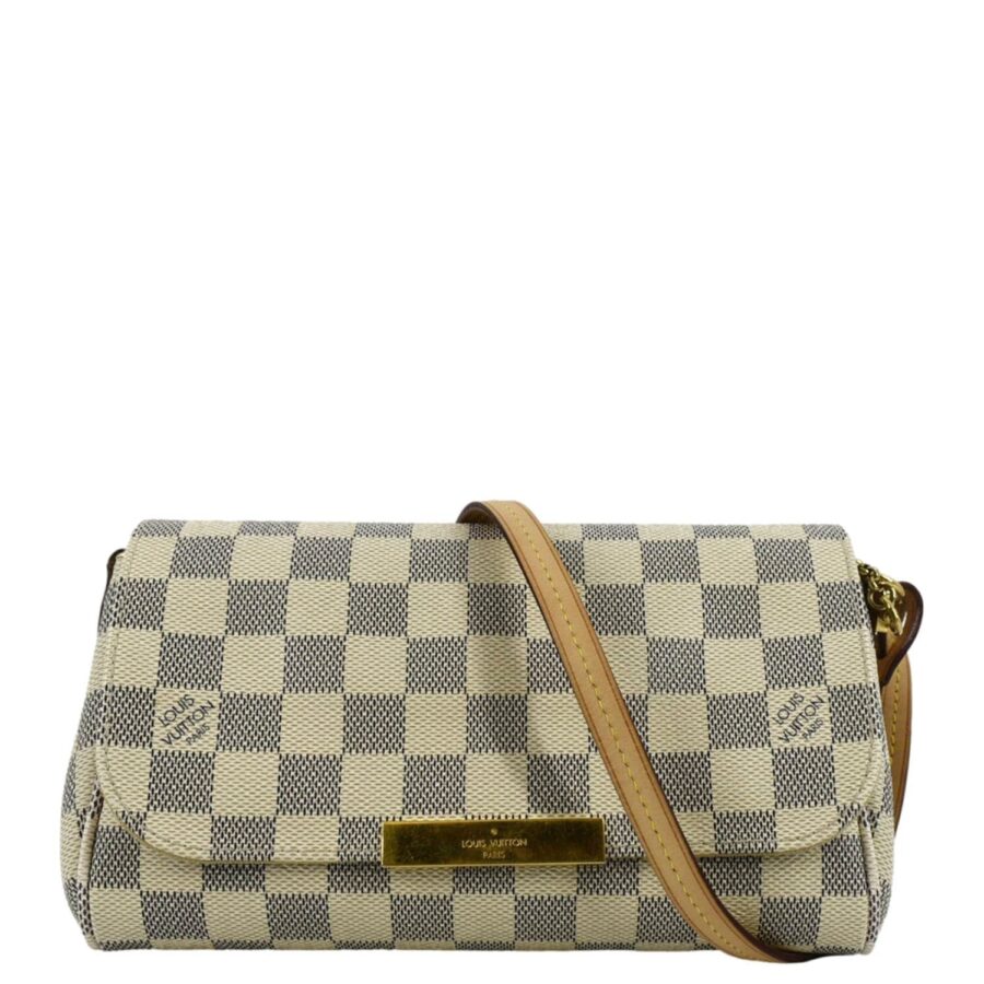 LOUIS VUITTON Favorite MM Damier Azur Crossbody Bag White | Studio Nafay