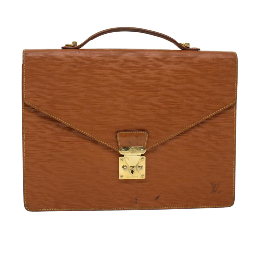 LOUIS VUITTON Epi Porte Documents Bandouliere Briefcase Brown Auth 44551 | Studio Nafay