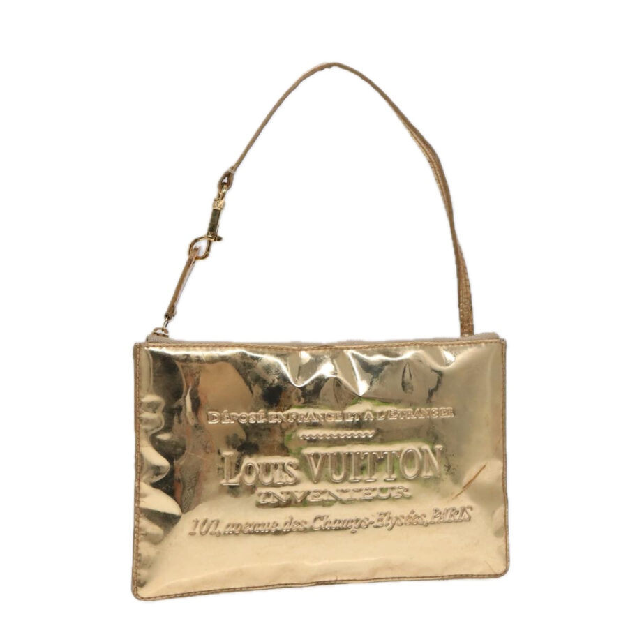 LOUIS VUITTON Monogram Miroir Pochette Plat Clutch Bag Gold Auth | Studio Nafay