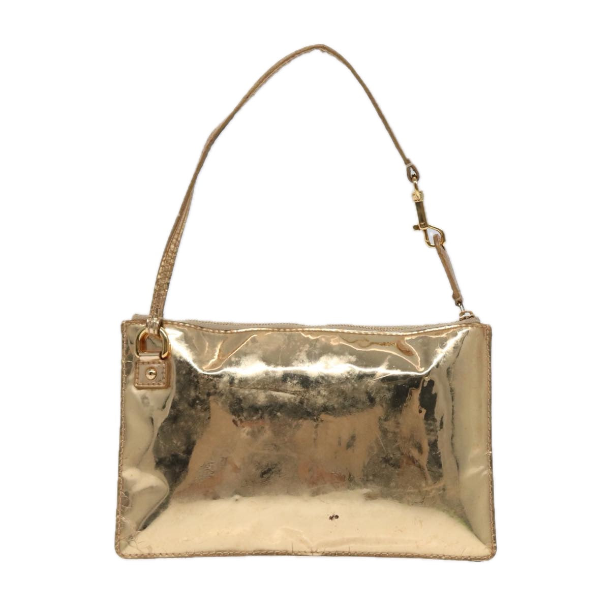 LOUIS VUITTON Monogram Miroir Pochette Plat Clutch Bag Gold Auth