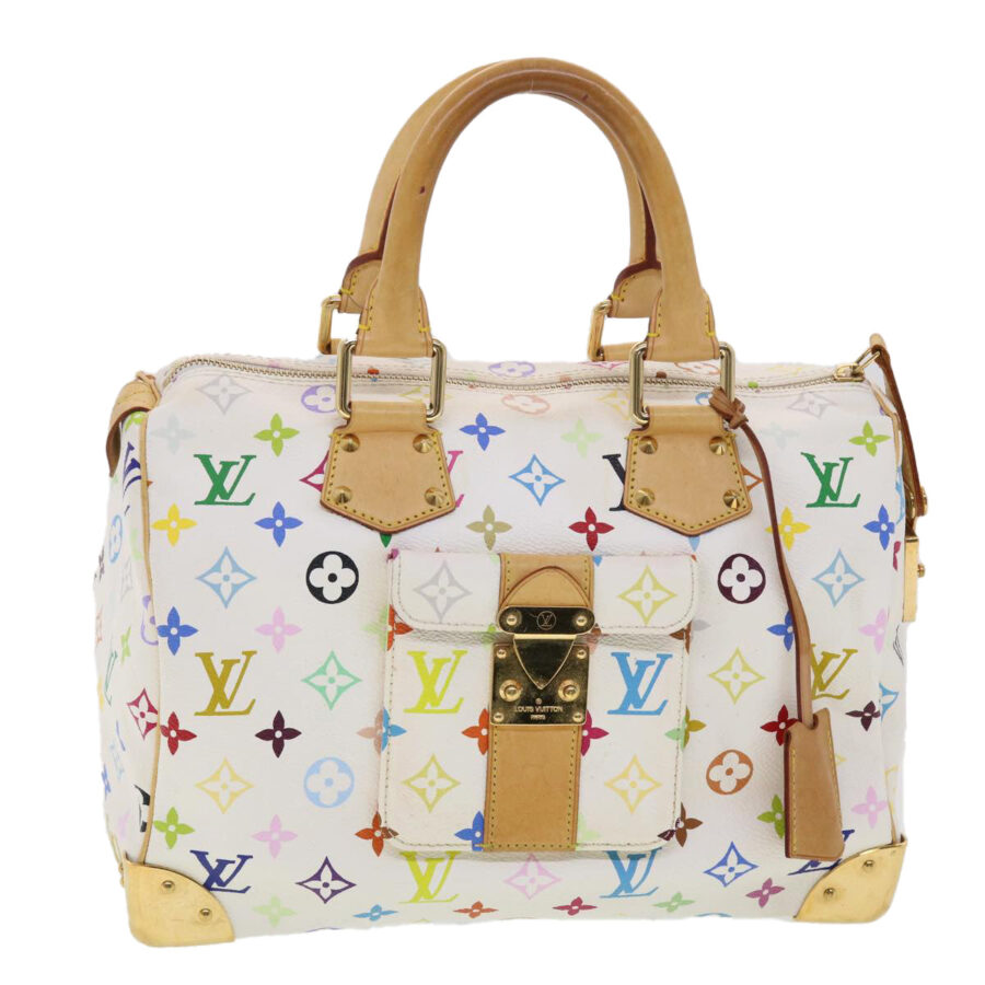 LOUIS VUITTON Monogram Multicolor 30 Hand Bag White LV 39979A | Studio Nafay