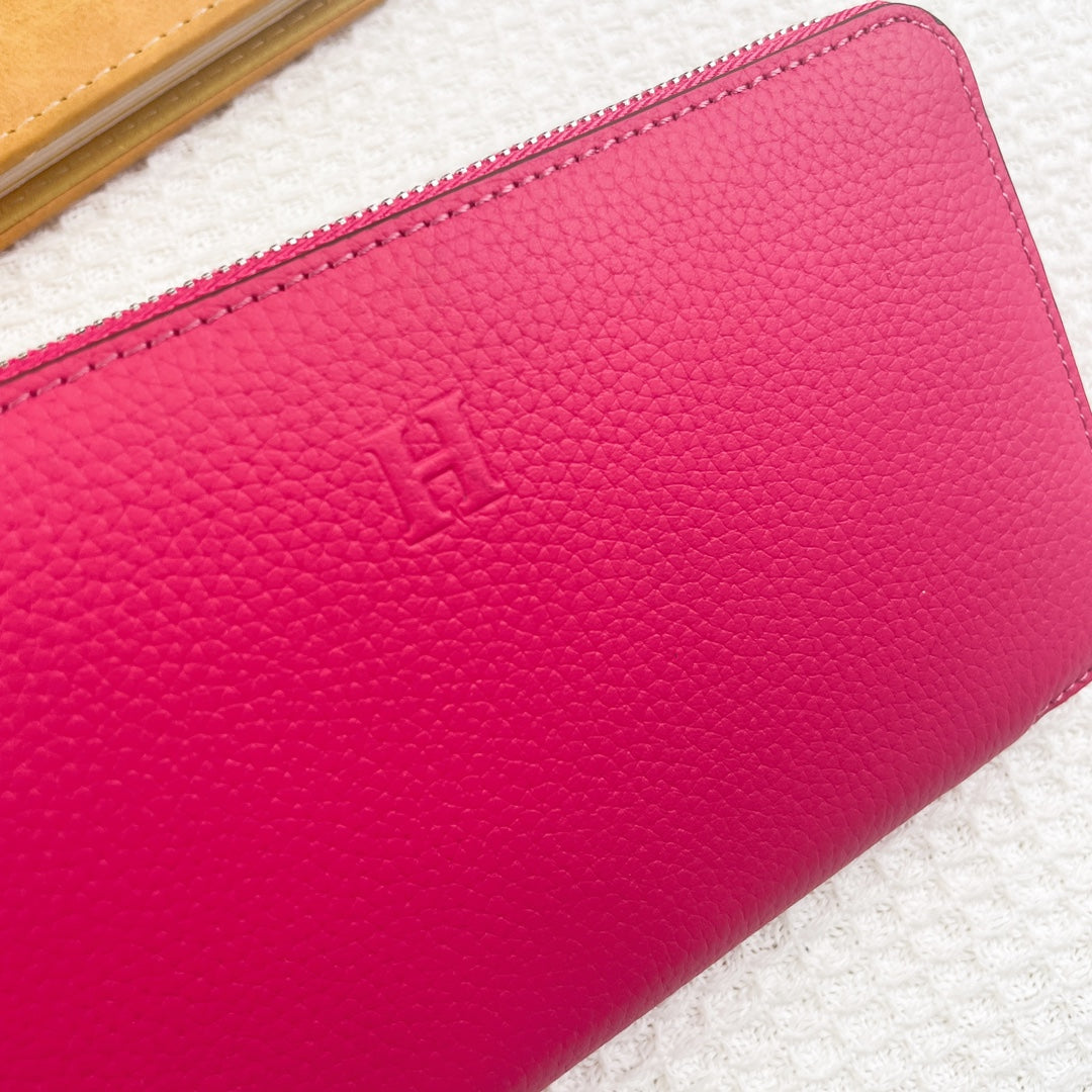 HM SILK’IN CLASSIC WALLET 20 RED PINK GRAINED CALFSKIN