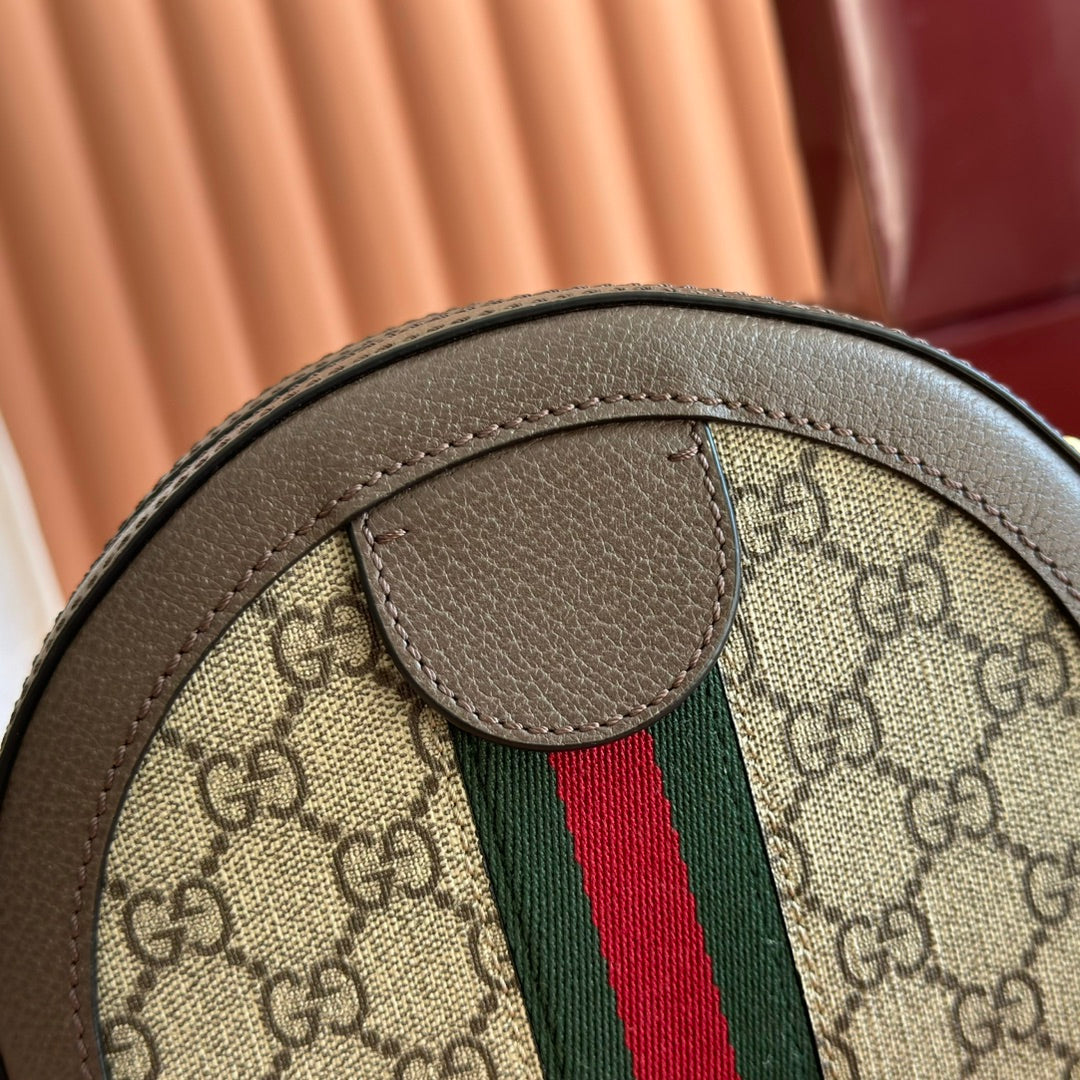 GG Round Bag Ebony Mix Colors Canvas Leather 273587